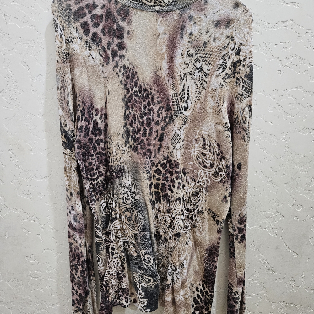 Cache Animal Print Long Sleeve Top